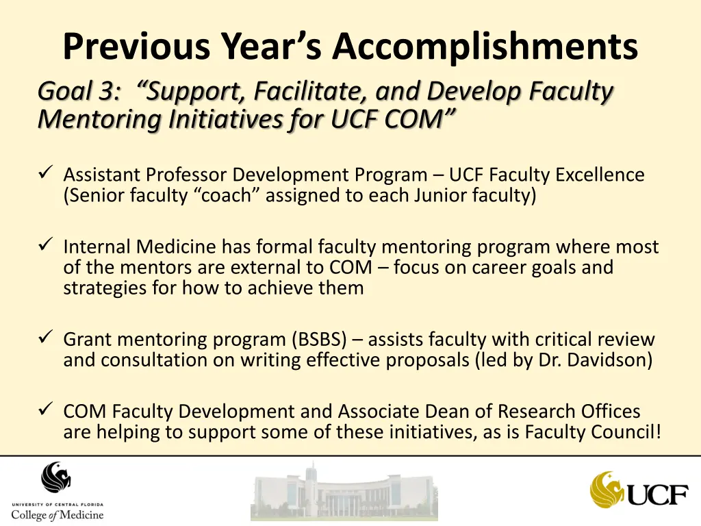 previous year s accomplishments goal 3 support 1