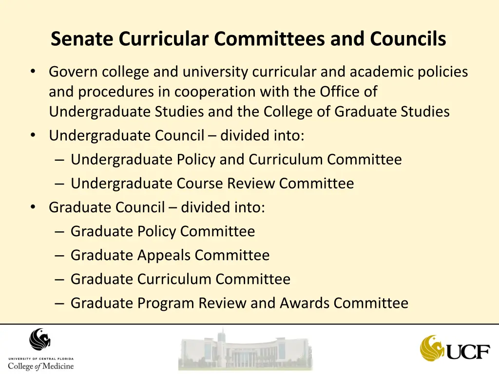 senate curricular committees and councils