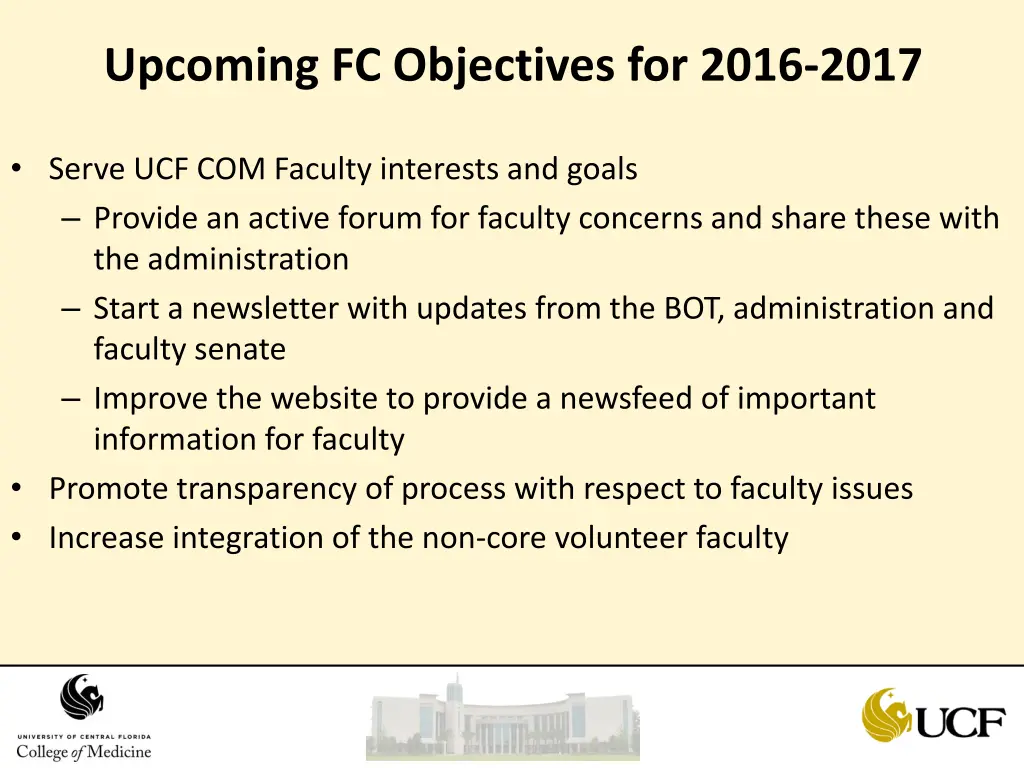 upcoming fc objectives for 2016 2017