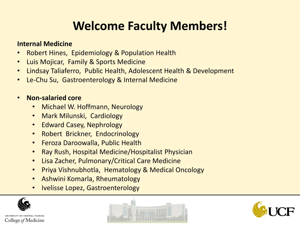 welcome faculty members 1