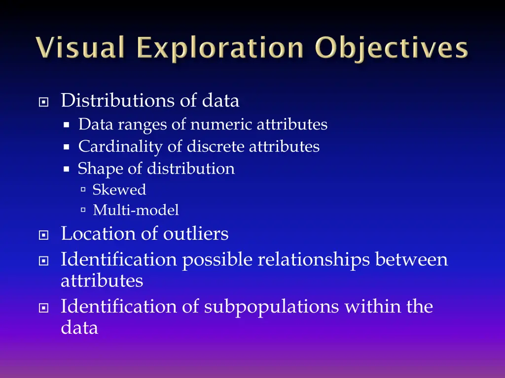 distributions of data data ranges of numeric