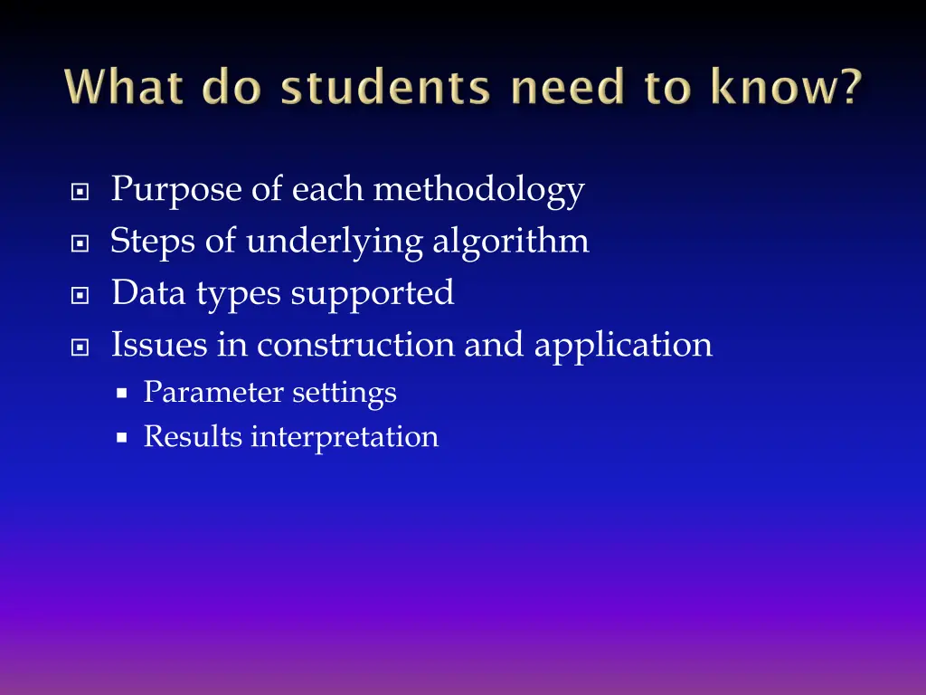 purpose of each methodology steps of underlying