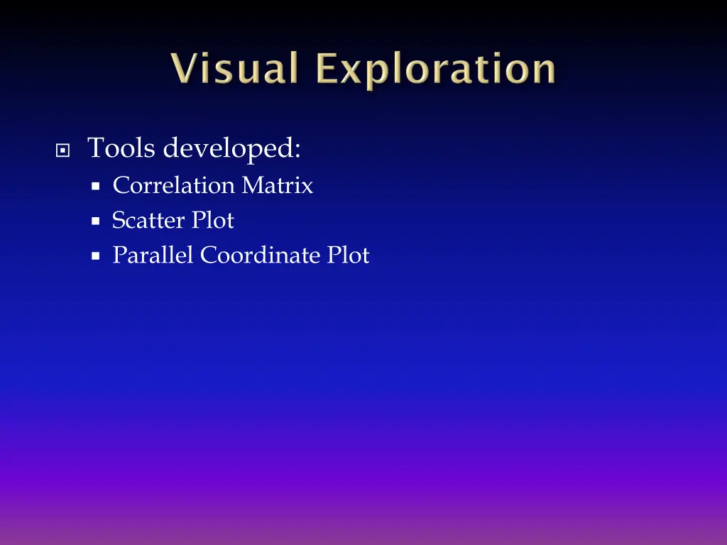 tools developed correlation matrix scatter plot