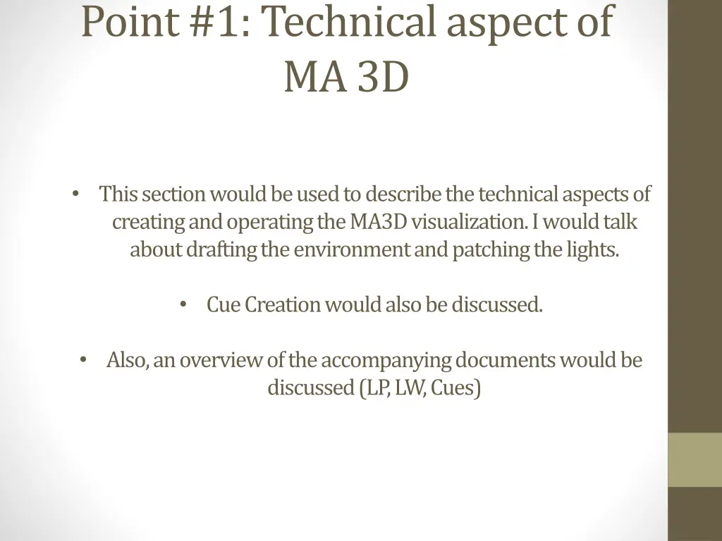 point 1 technical aspect of ma 3d