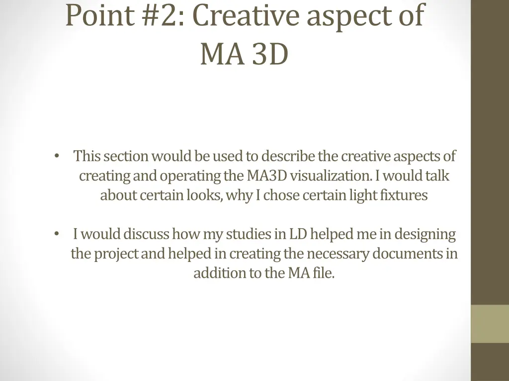 point 2 creative aspect of ma 3d