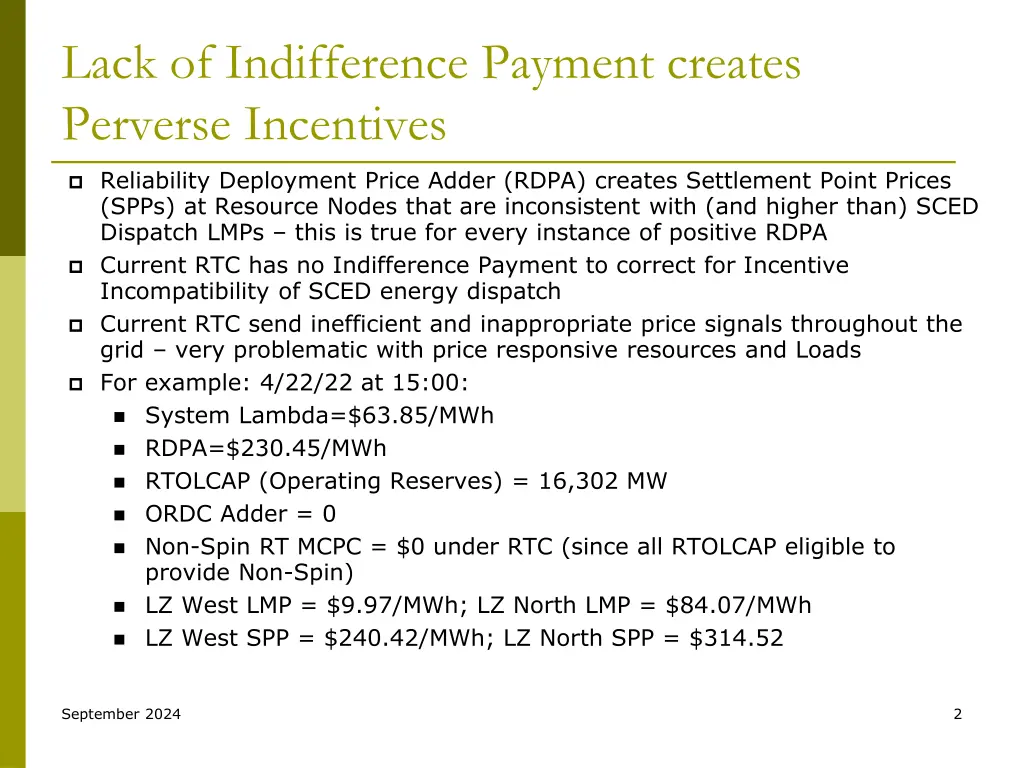 lack of indifference payment creates perverse