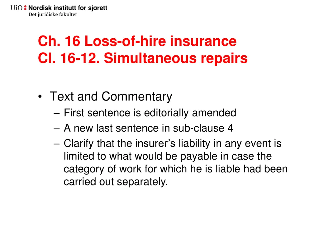 ch 16 loss of hire insurance