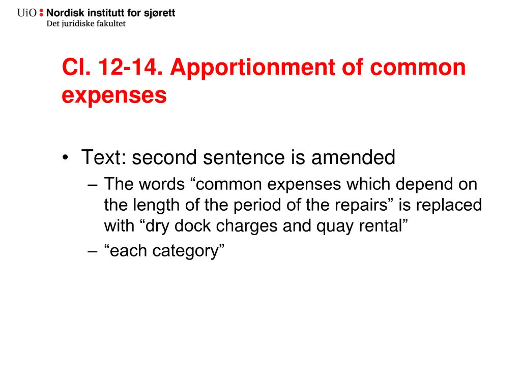 cl 12 14 apportionment of common expenses