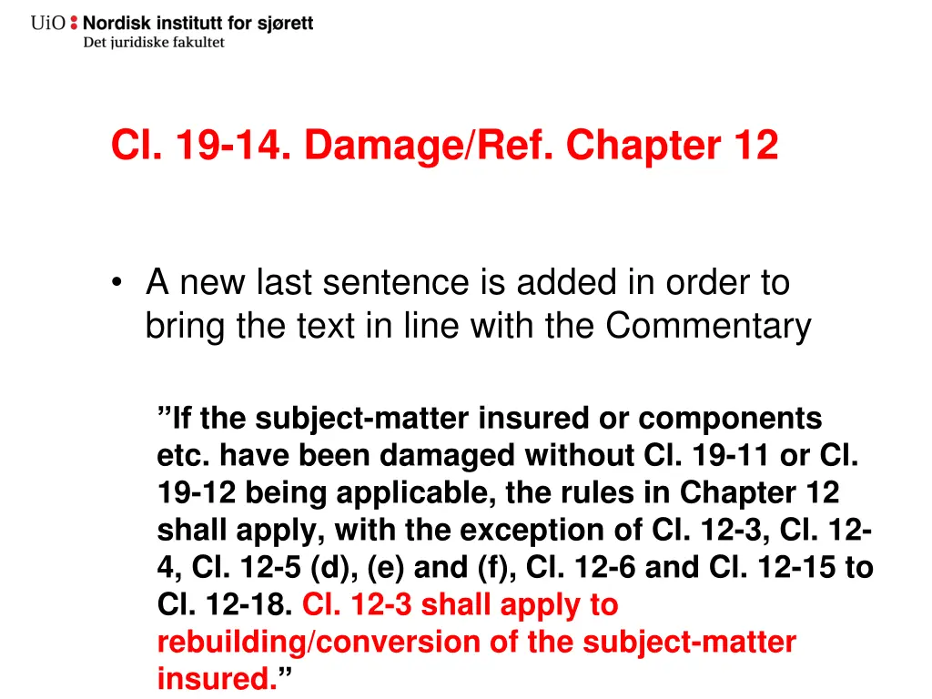 cl 19 14 damage ref chapter 12
