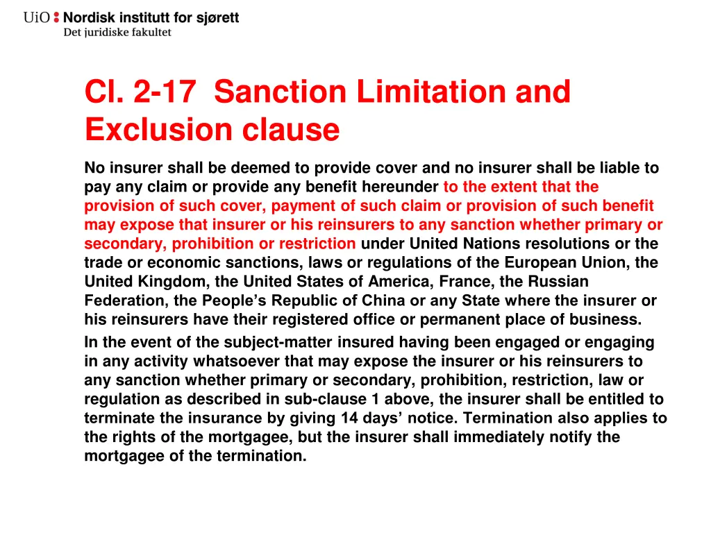 cl 2 17 sanction limitation and exclusion clause