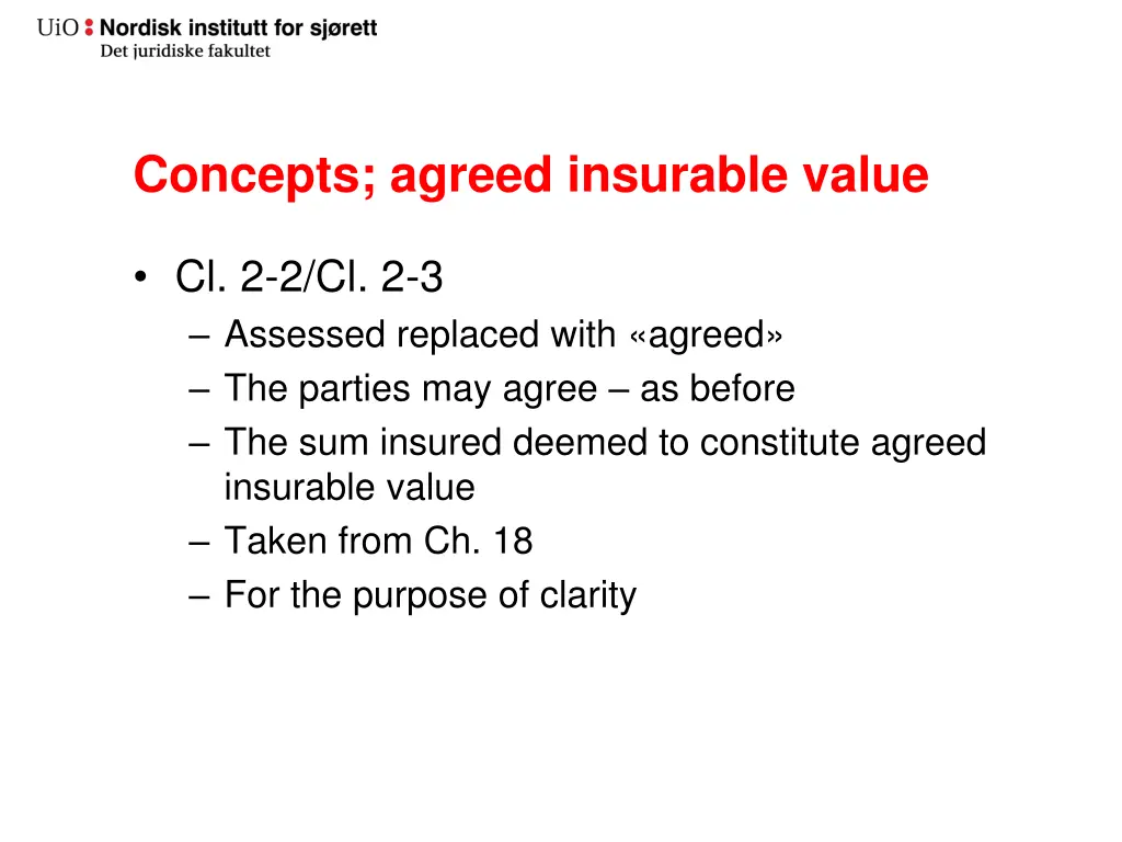 concepts agreed insurable value
