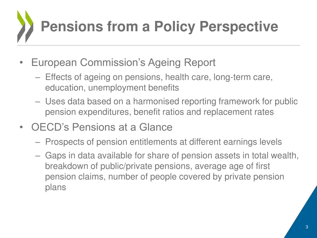 pensions from a policy perspective