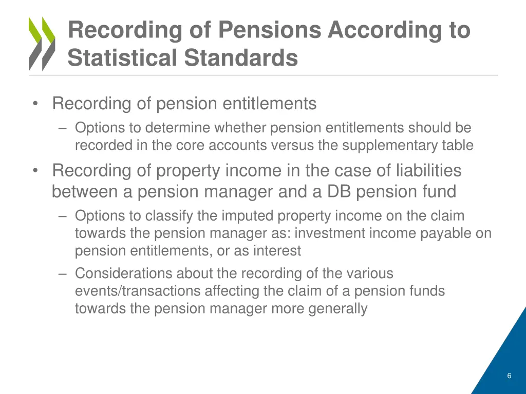 recording of pensions according to statistical