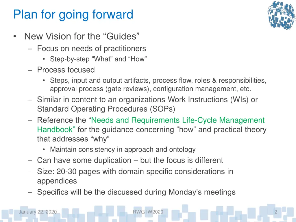 plan for going forward