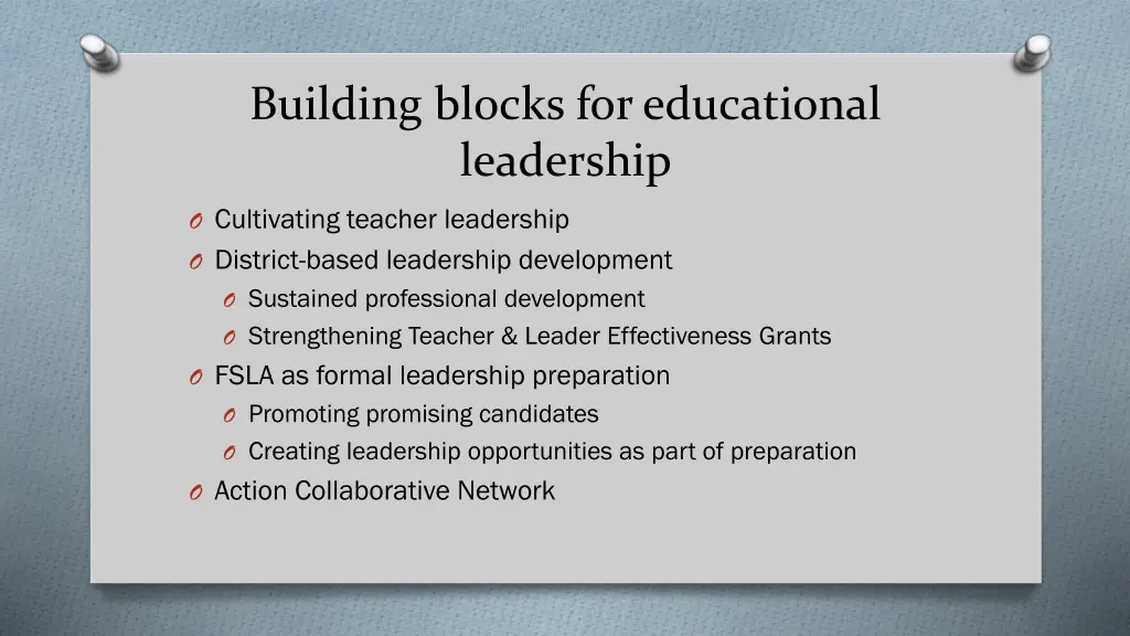 building blocks for educational leadership