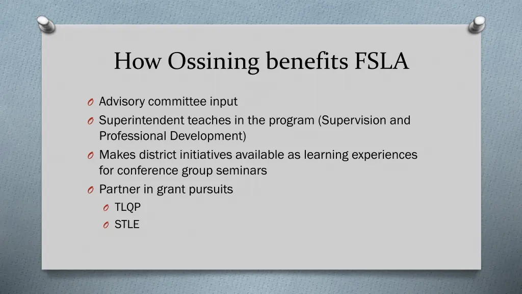 how ossining benefits fsla
