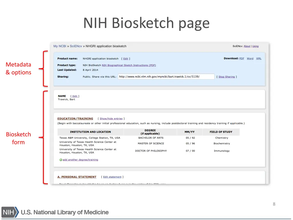 nih biosketch page