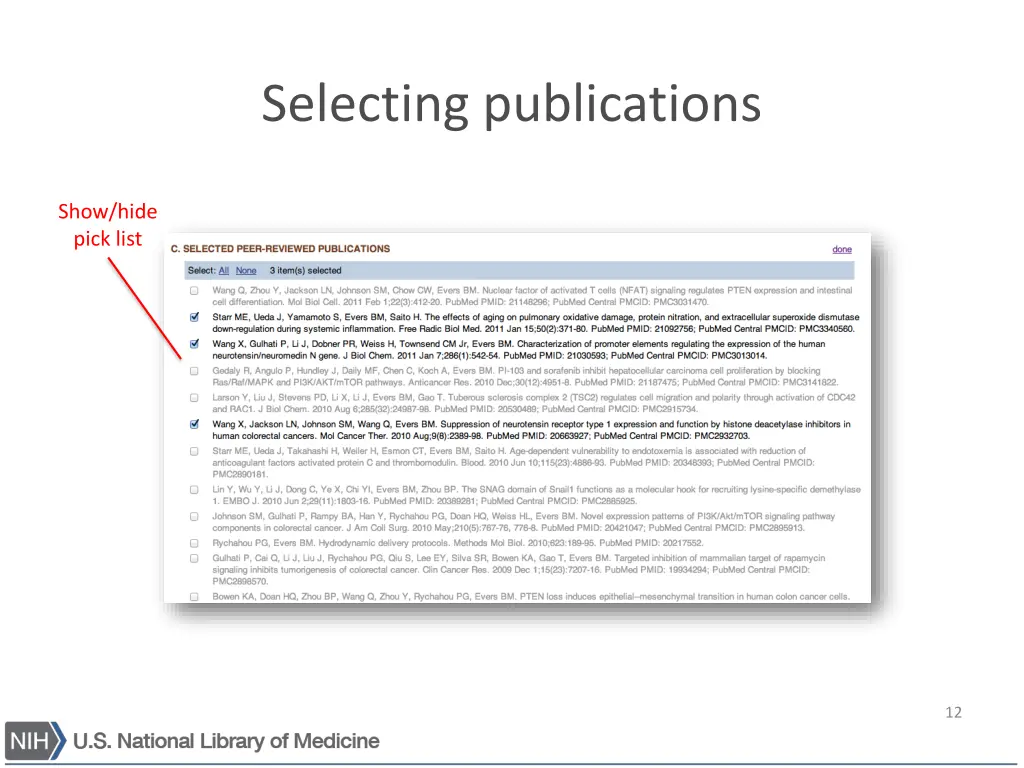 selecting publications