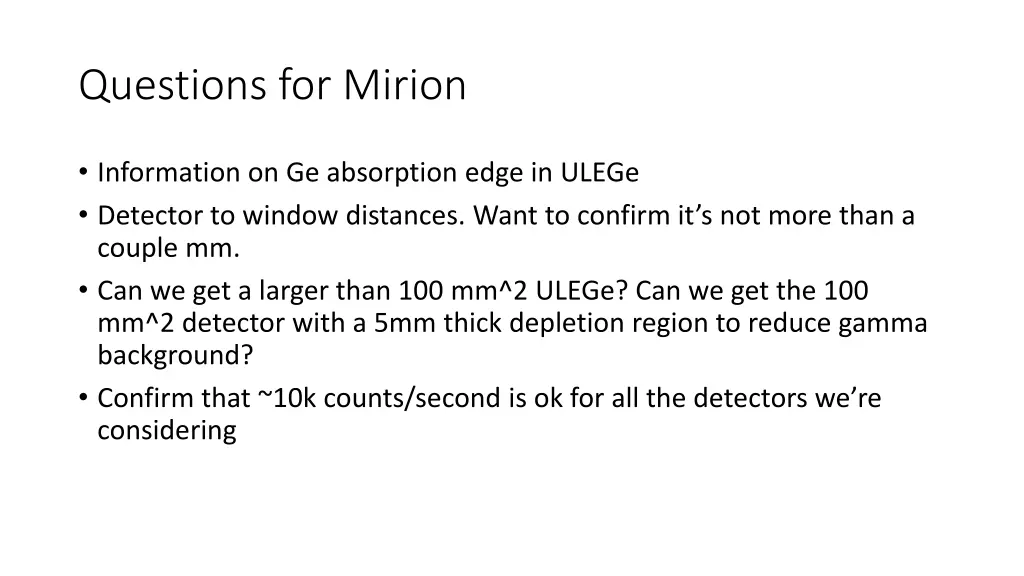 questions for mirion