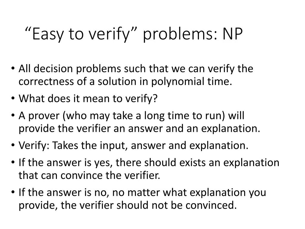 easy to verify problems np