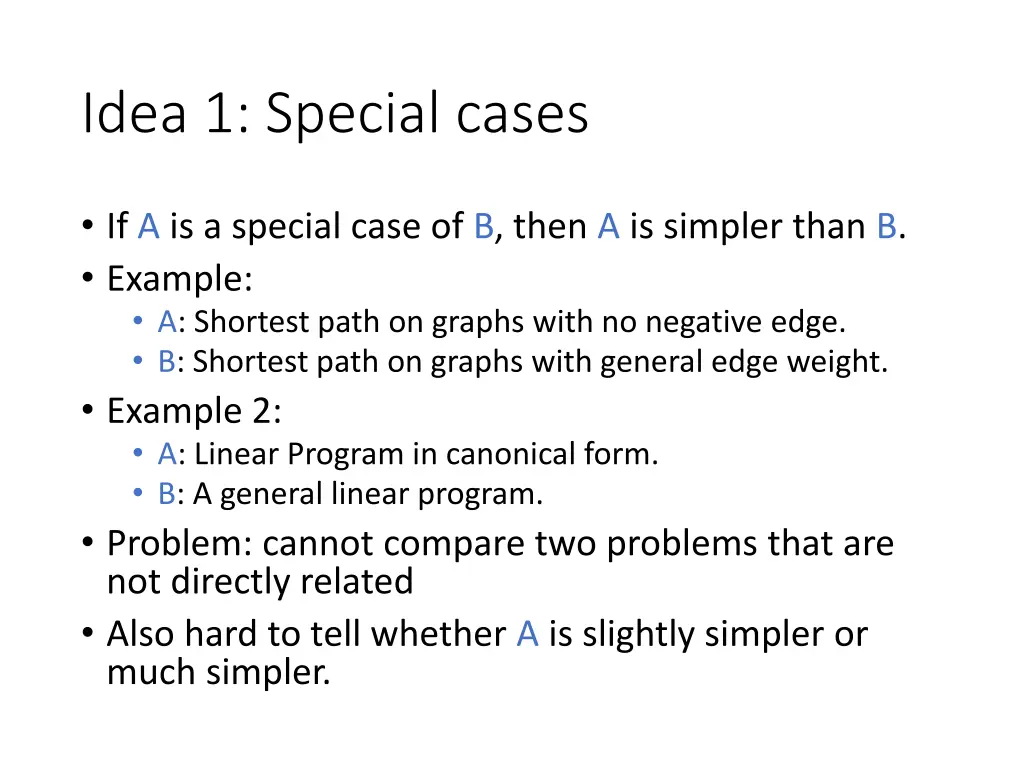 idea 1 special cases