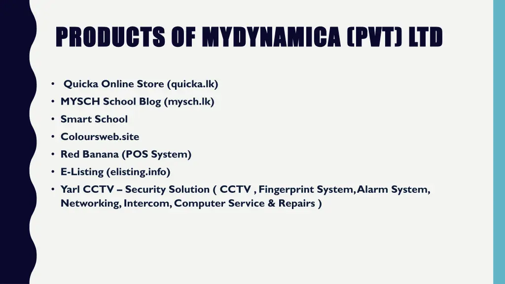 products of products of mydynamica
