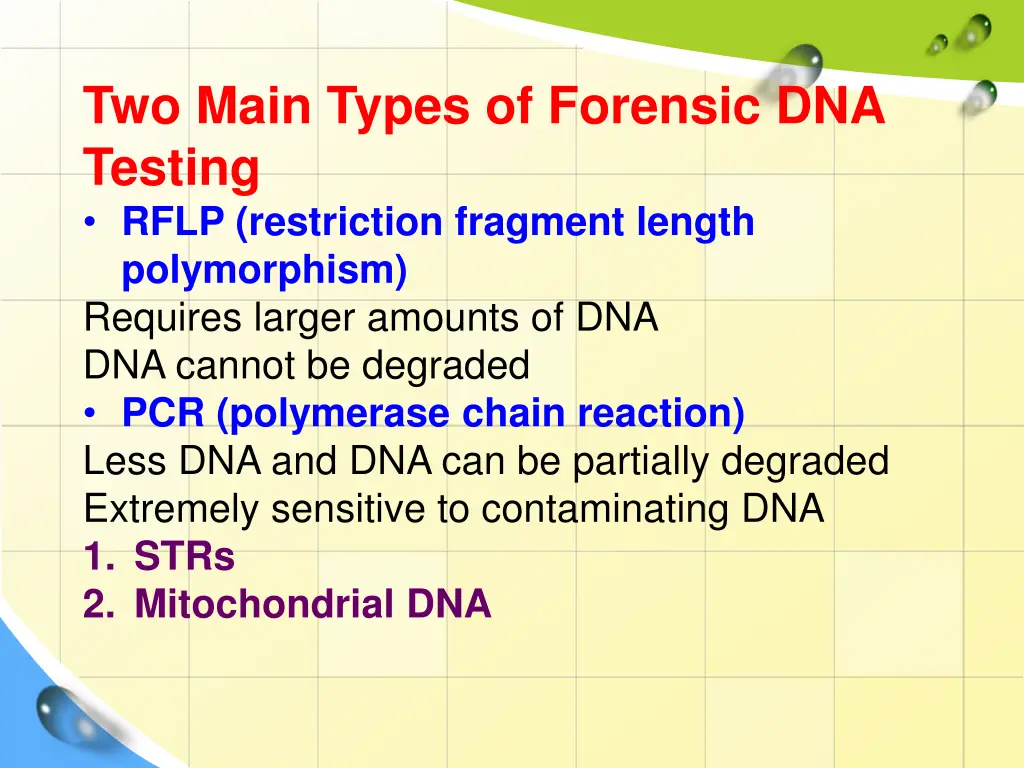 two main types of forensic dna testing rflp
