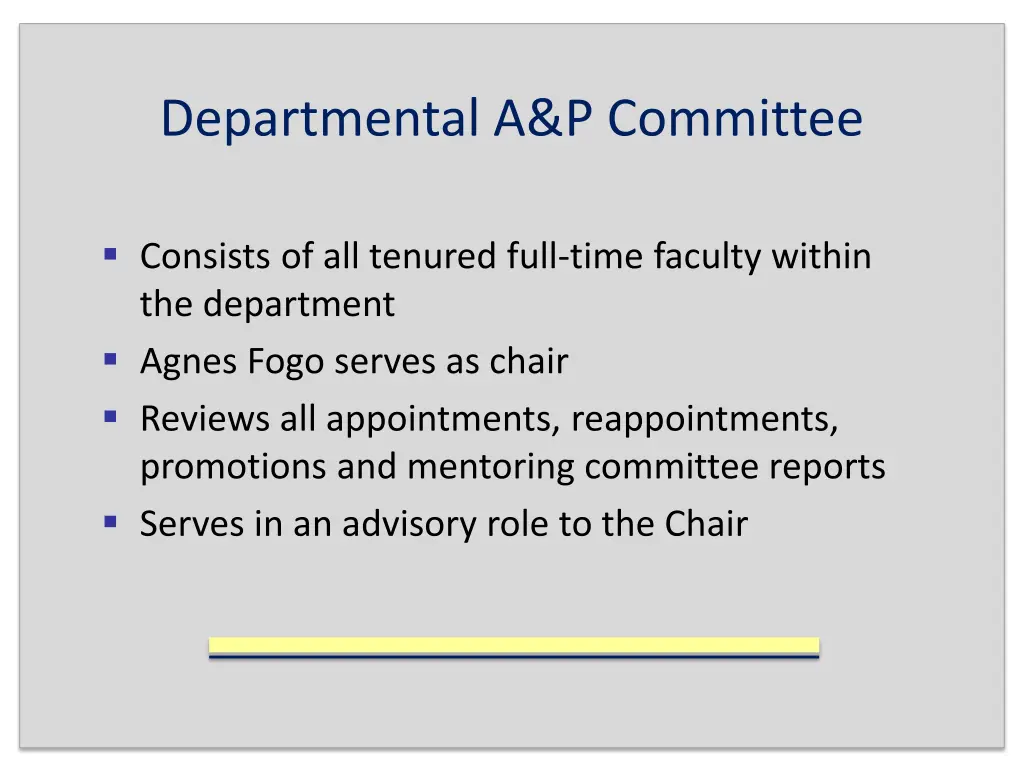 departmental a p committee