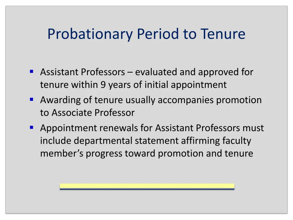 probationary period to tenure