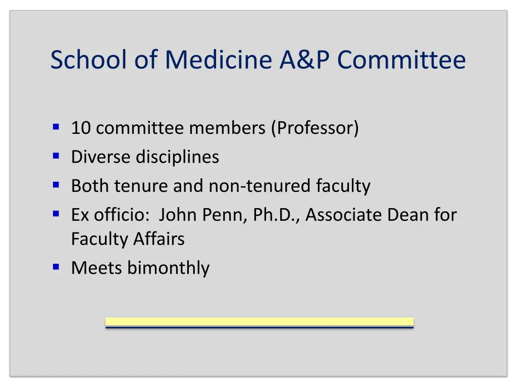 school of medicine a p committee