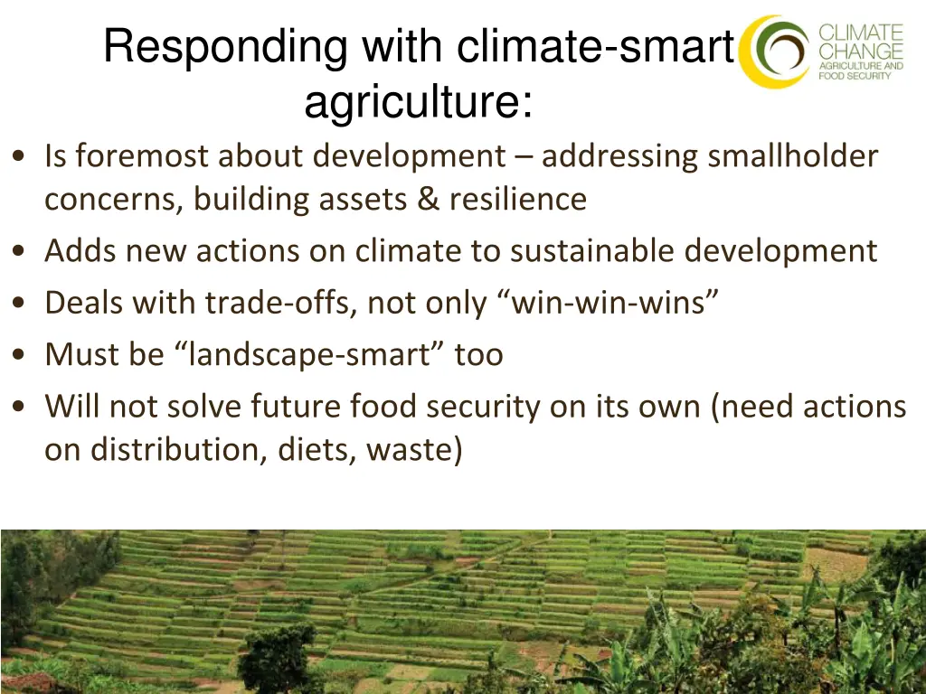 responding with climate smart agriculture