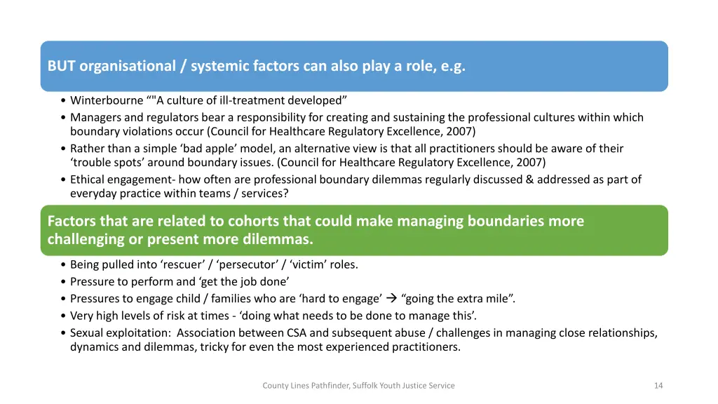 but organisational systemic factors can also play