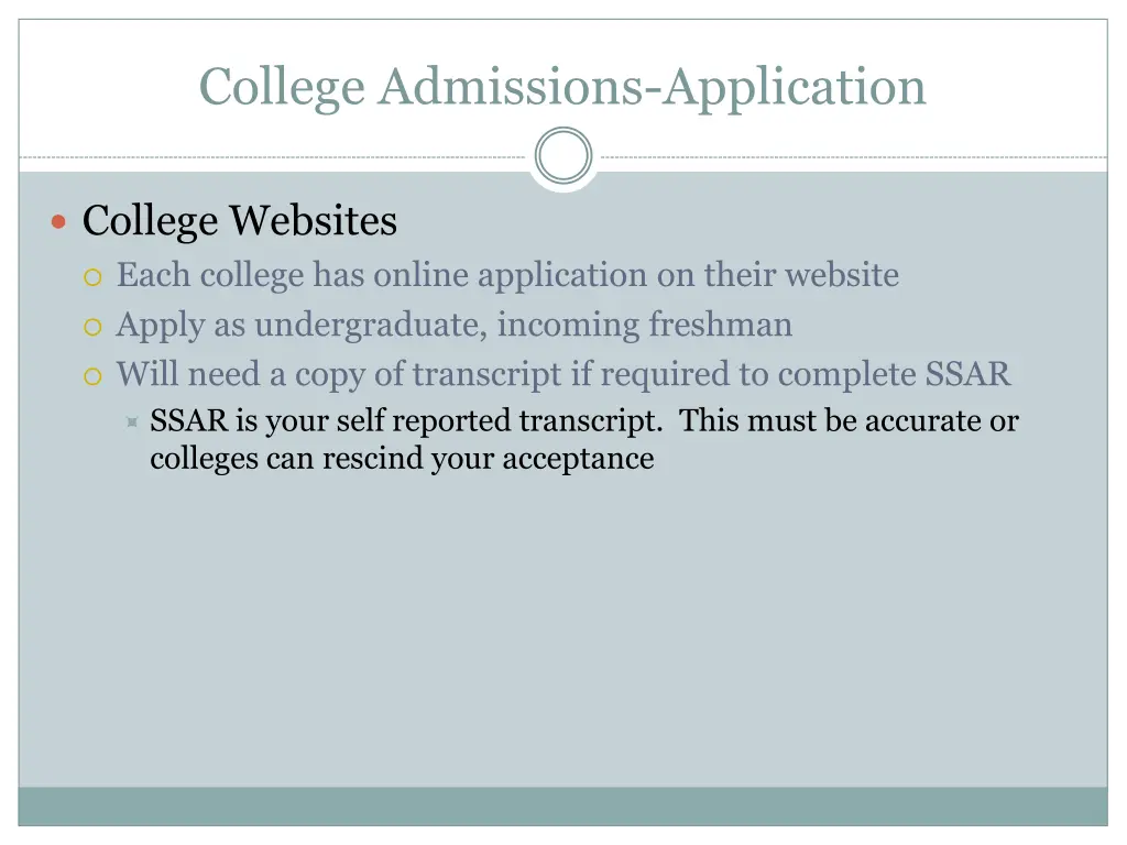 college admissions application