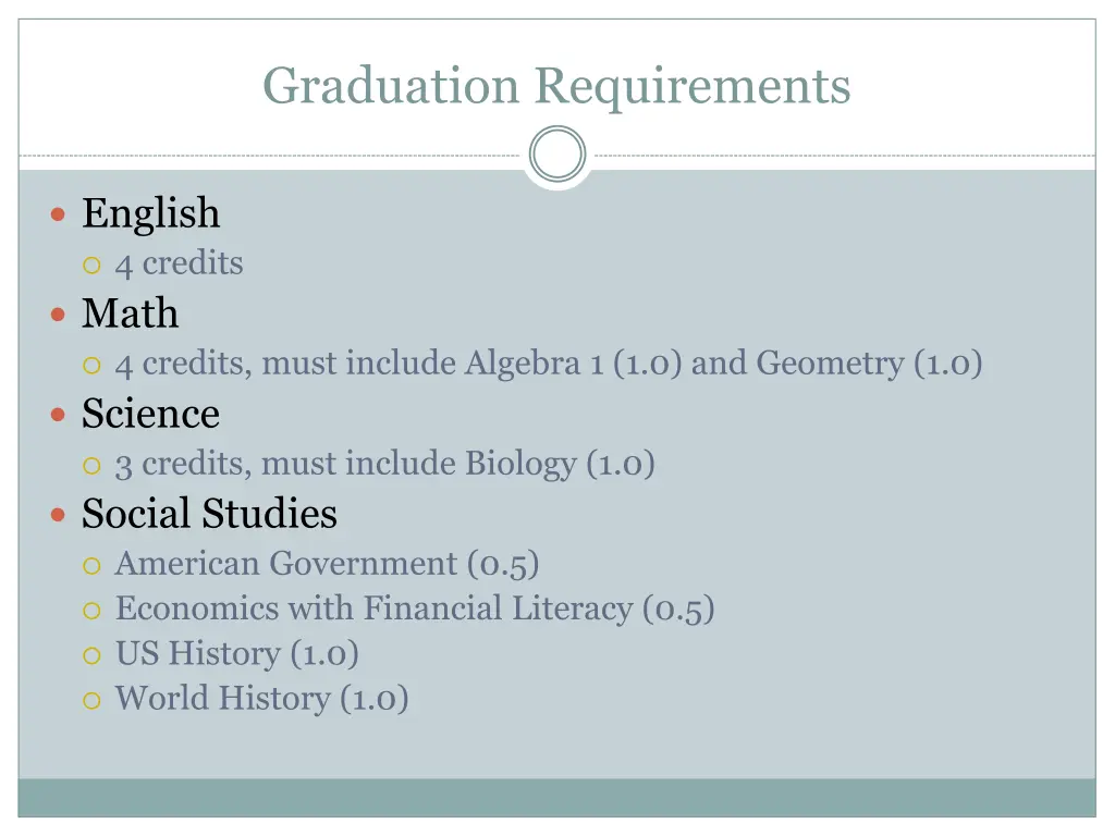 graduation requirements 1