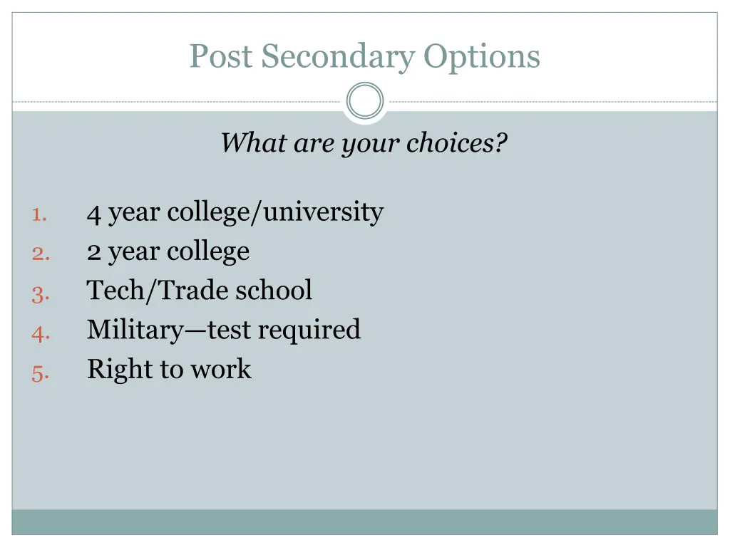 post secondary options