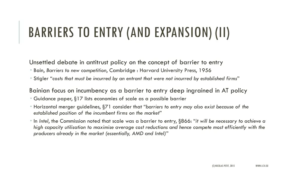 barriers to entry and expansion ii
