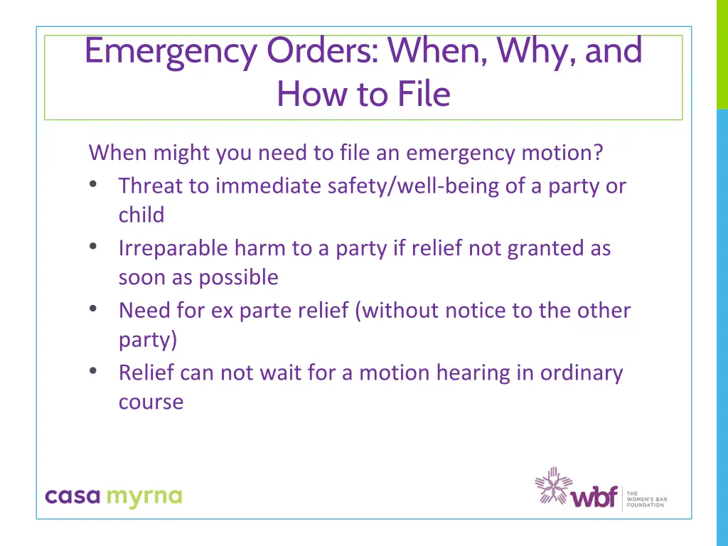 emergency orders when why and how to file