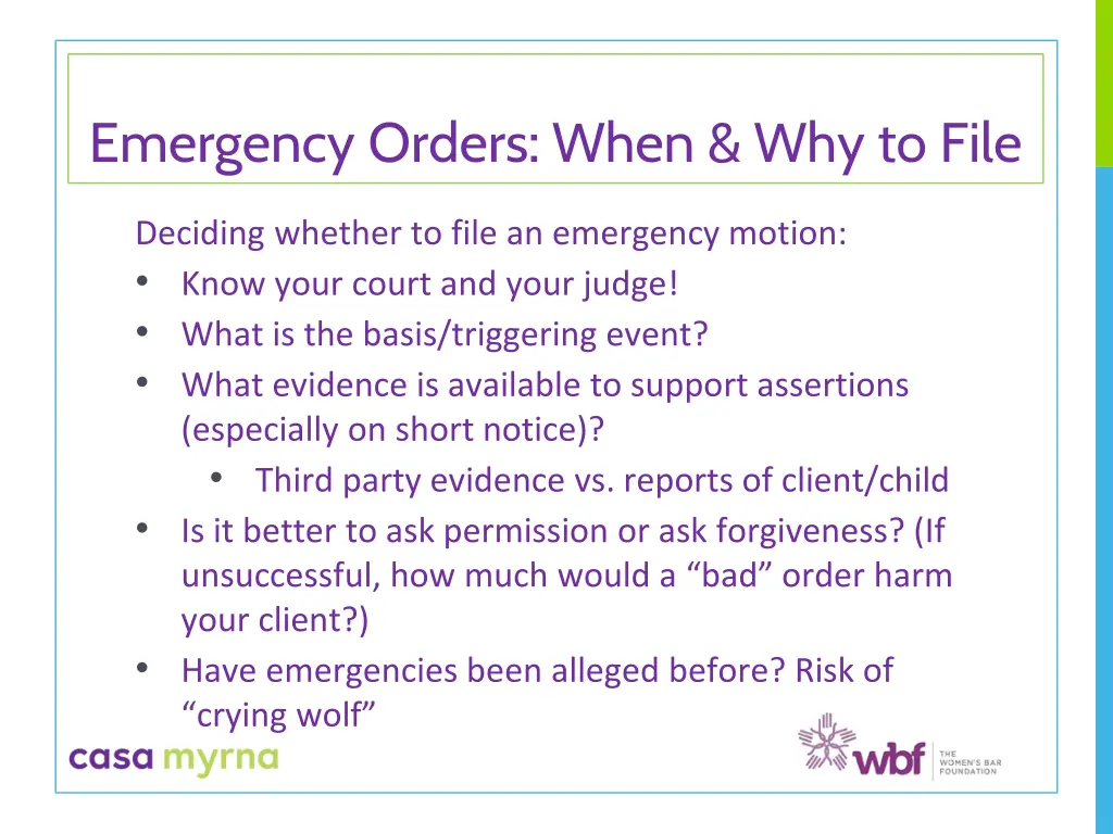 emergency orders when why to file