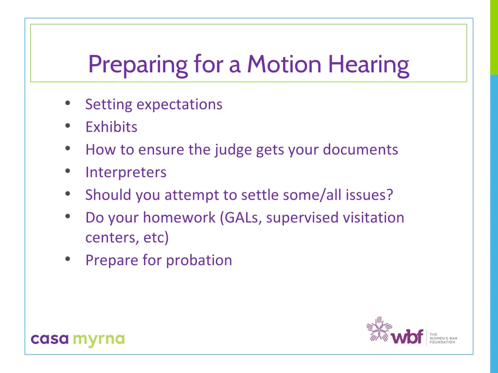 preparing for a motion hearing