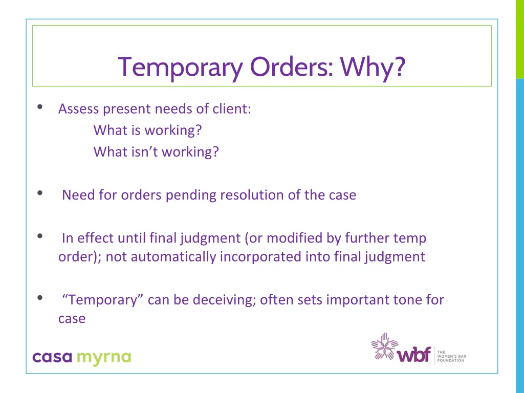 temporary orders why