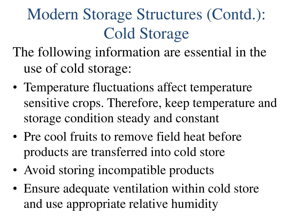 modern storage structures contd cold storage 1