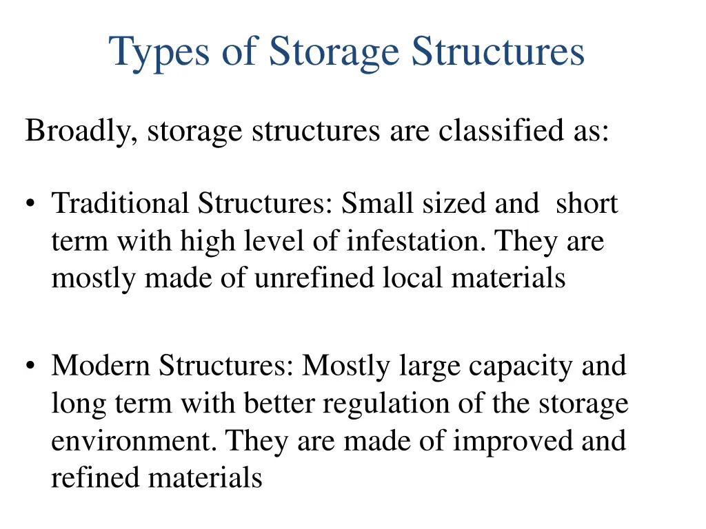 types of storage structures