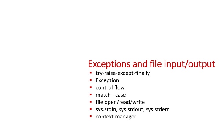 exceptions exceptions and file input output
