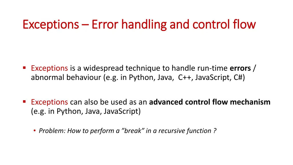 exceptions exceptions error