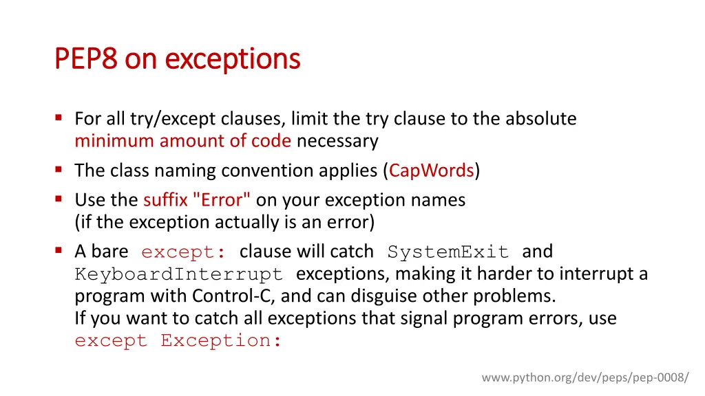 pep8 on pep8 on exceptions exceptions