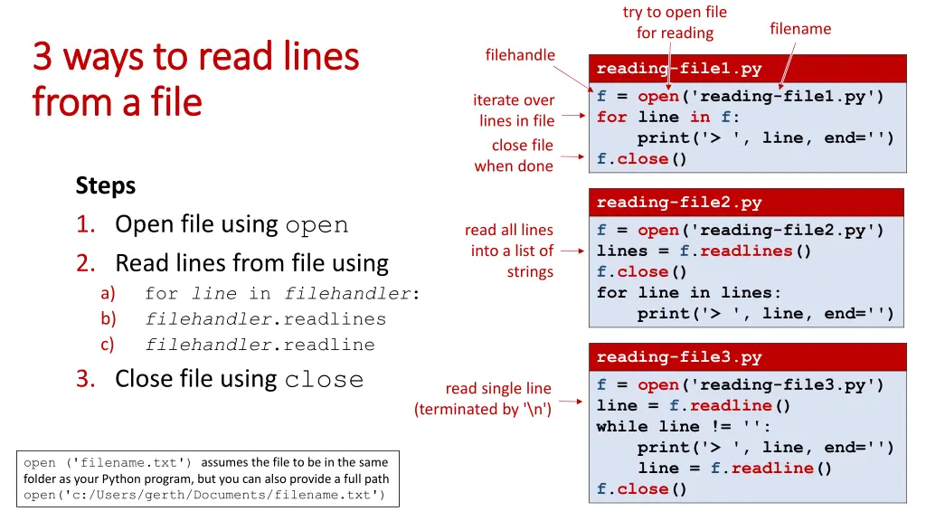 try to open file for reading