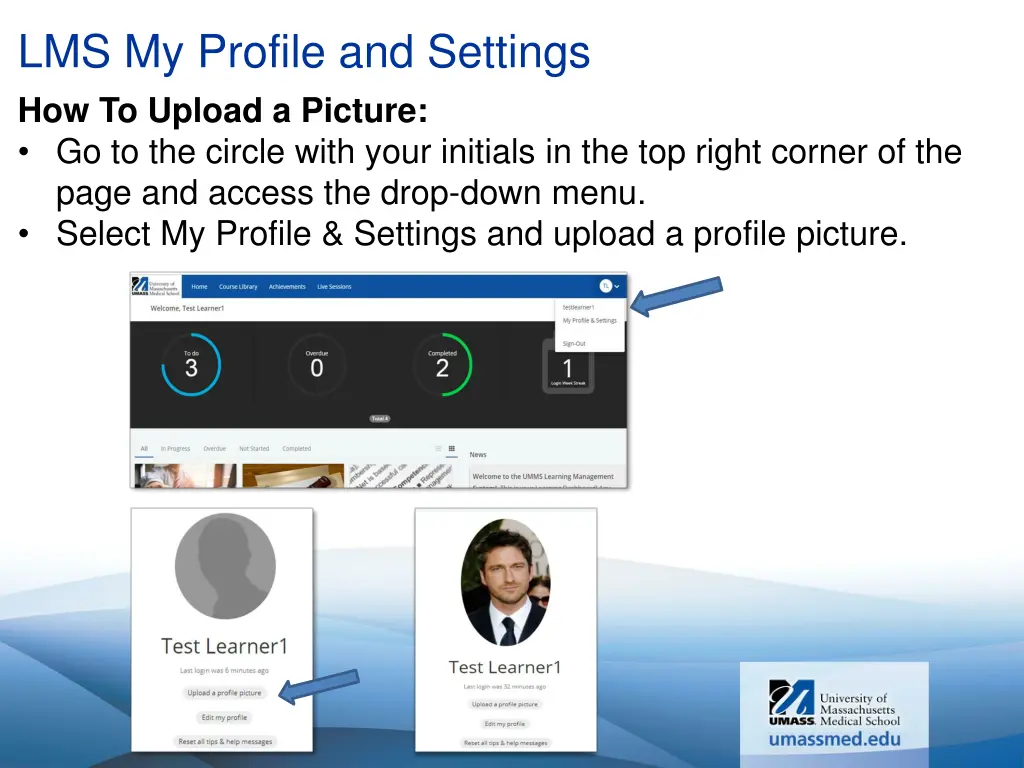 lms my profile and settings how to upload