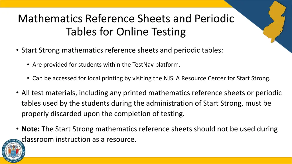 mathematics reference sheets and periodic tables