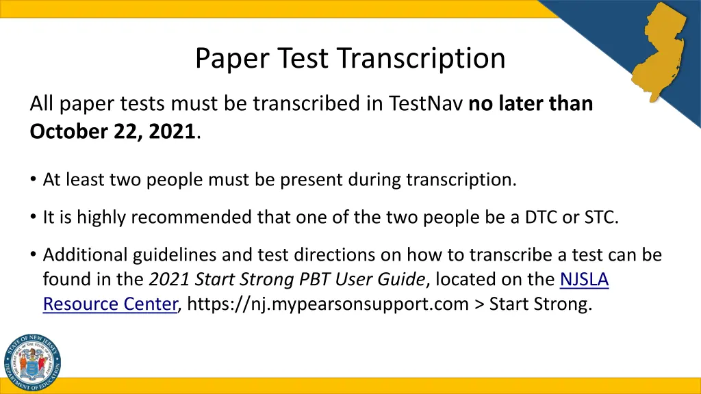 paper test transcription