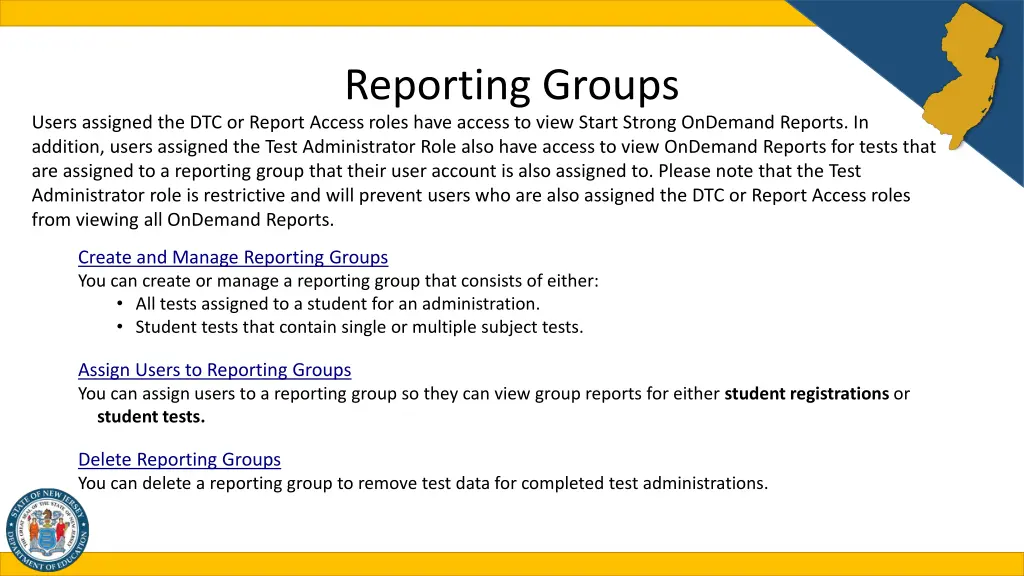reporting groups
